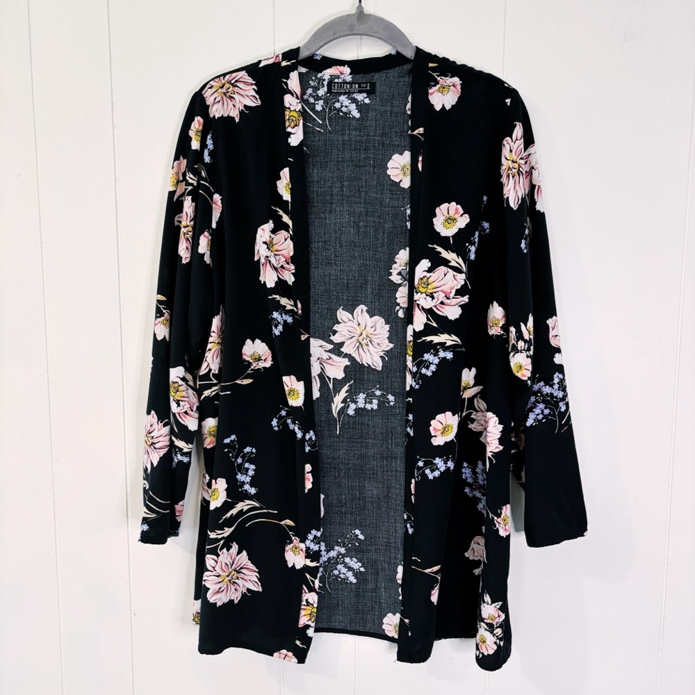 Cotton On Black Floral Kimono S